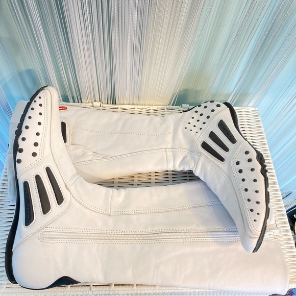 Women's Black and White XX By Mexx Motorcycle Boots NWOT Size 6 - Picture 1 of 17